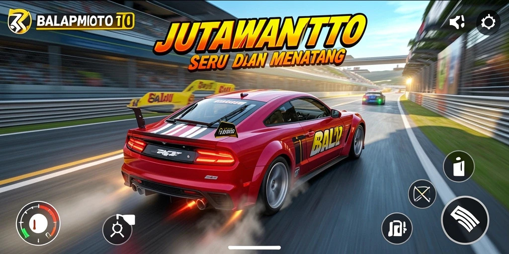 Tampilan antarmuka JUTAWANTOTO yang menawan dengan grafis balap mobil.