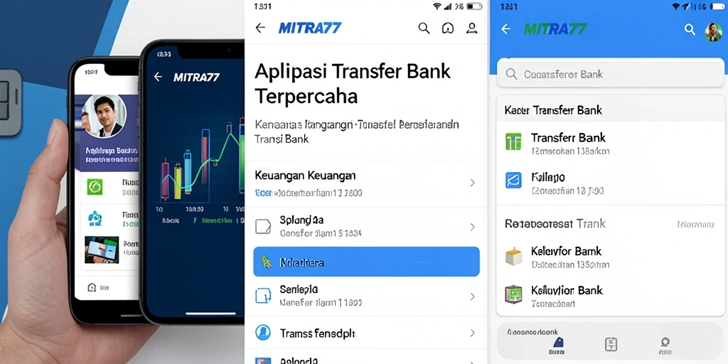 Antarmuka pengguna aplikasi MITRA77 yang modern dan intuitif untuk transfer bank.