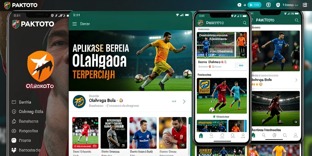 Tampilan utama aplikasi PAKTOTO dengan fitur berita olahraga bola.
