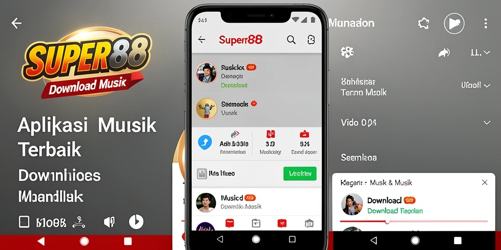 Antarmuka aplikasi SUPER88 saat mendownload musik.